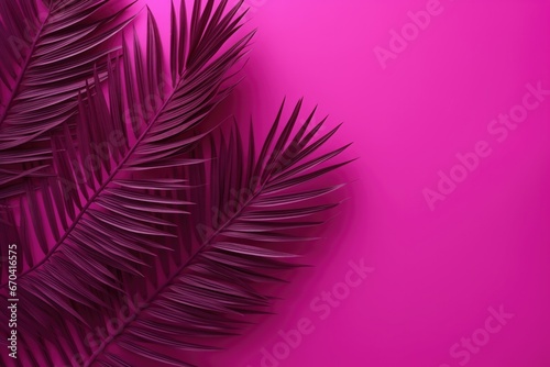 Minimalist Style With Tropical Palm Leaves In Viva Magenta