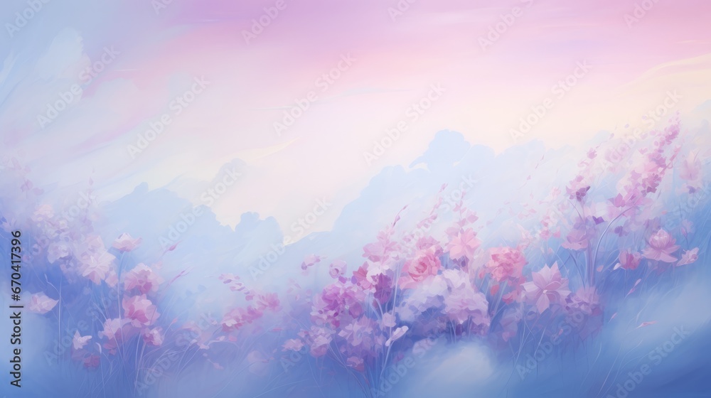 Illustration of beautiful flowers in soft pastel colors.