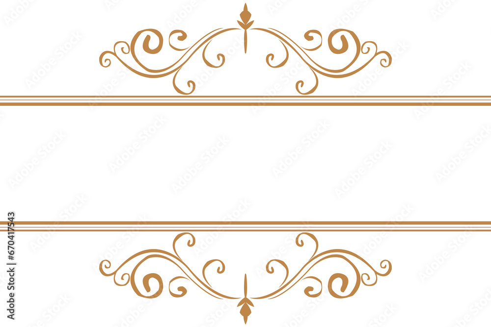 Elements of ornate vintage frames. Gold on white classic calligraphy swirls, floral motifs. Design print for greeting cards, wedding invitations, restaurant menu, royal certificates. Set 2