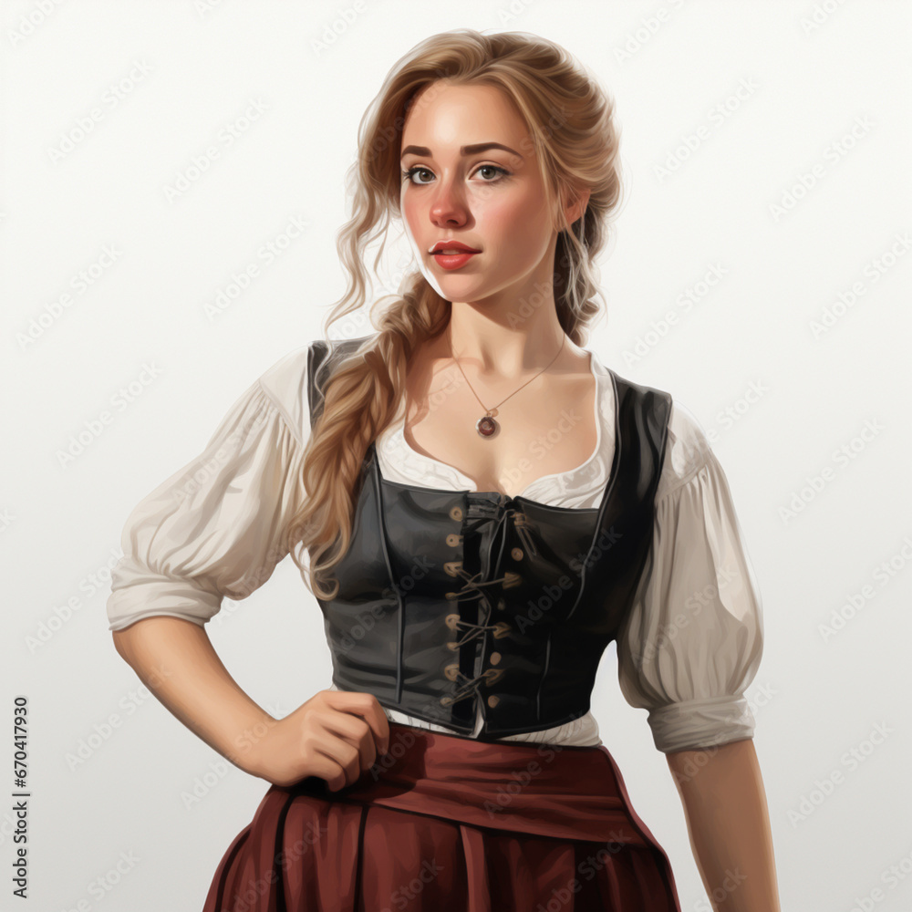 Frau mit Weißen Brauen Trachtenkleid Dirndl Tradition Frau mit Weißen Brauen Trachtenkleid Dirndl Tradition