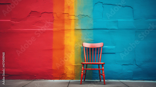 Fototapeta Naklejka Na Ścianę i Meble -  colorful wall with chair