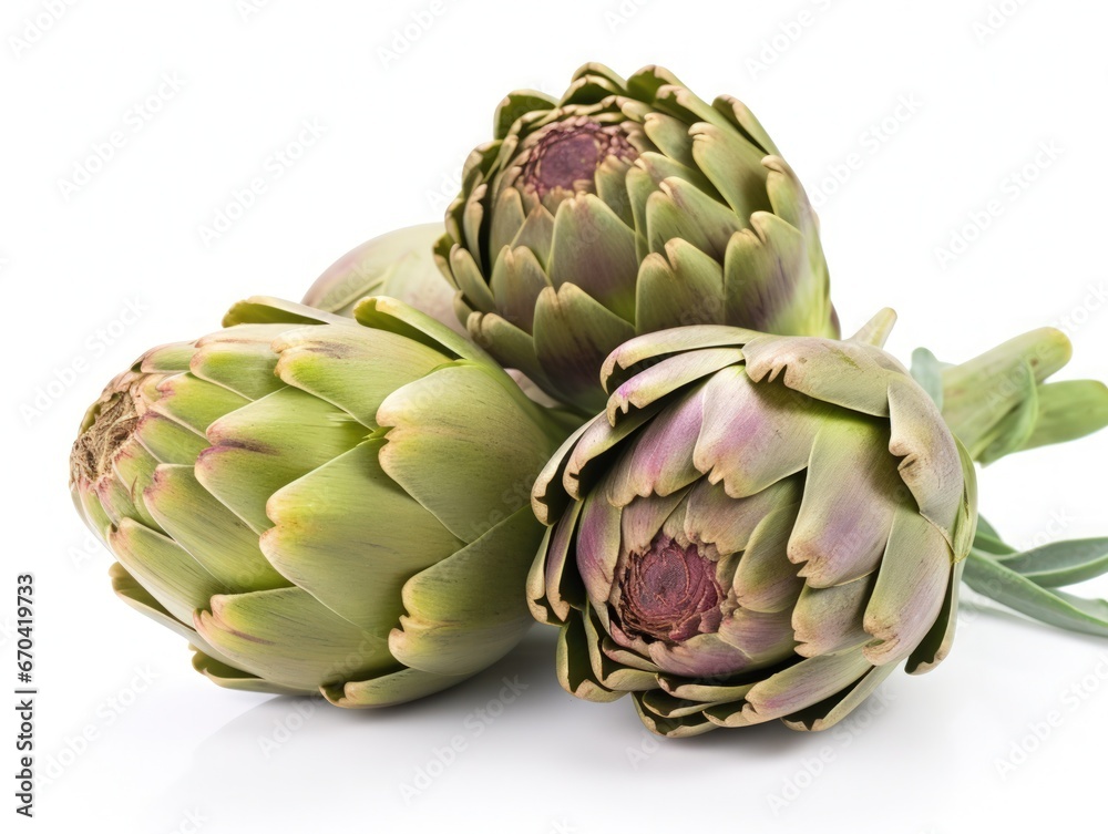 Fototapeta premium Artichokes isolated on a white background
