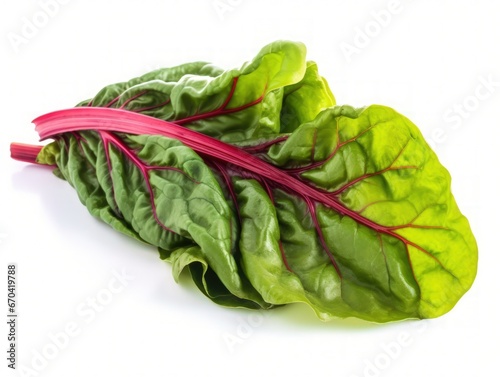 Bunch of swiss chard leafves isolated on white background photo