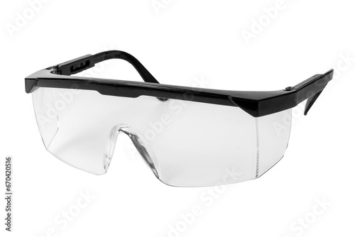 Protective work glasses isolated on a white background. photo