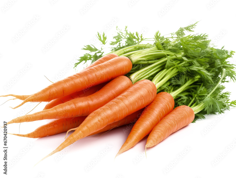 Carrots with leaves isolated on white background Carrots with leaves isolated on white background