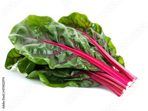 Bunch of swiss chard leafves isolated on white background