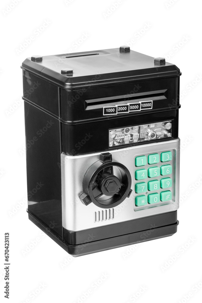 Toy safe insulated on a white background. Children's piggy bank isolate on white. Toy safe insulated on a white background. Children's piggy bank isolate on white.