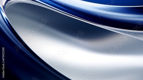 Extreme close-up of abstract blurred metal, deep navy blue and polished silver hues, in the style of gradient blurred