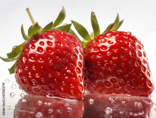 Ripe juicy strawberries in water