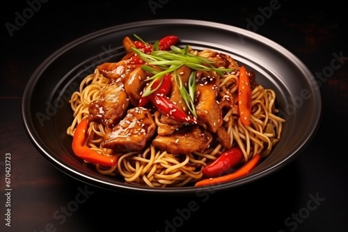 Traditional Asian Noodles With Chicken And Vegetables