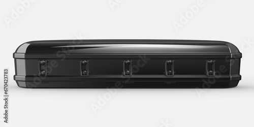 White Background, Black Coffins In Set