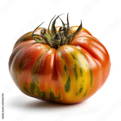 Fresh heirloom tomato isolated on a white background photo