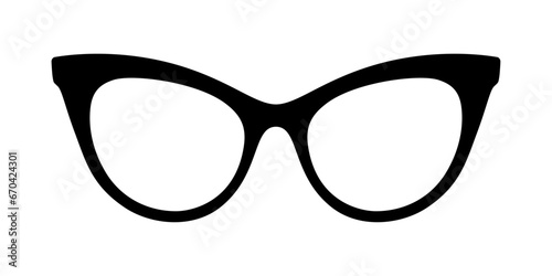 Glasses icon. Black silhouette on white background.