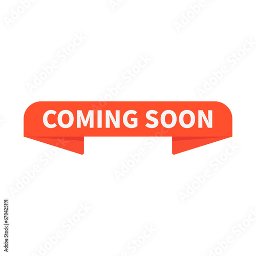 Coming Soon In Orange Rectangle Rounded Ribbon Shape For Announcement Launching
