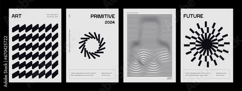 Posters with silhouette minimalistic basic figures, extraordinary graphic assets of geometrical shapes swiss style, Modern minimal monochrome print brutalist. photo