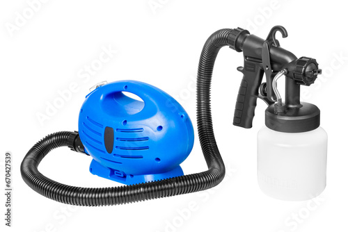 Portable paint sprayer isolated on a white background.