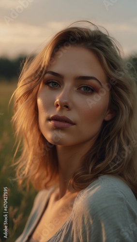 a girl on a meadow in autumn