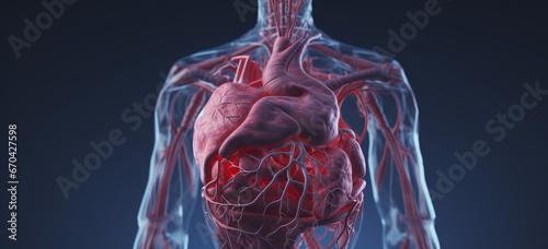Transparent anatomy diagram illustrates Human heart anatomy photo