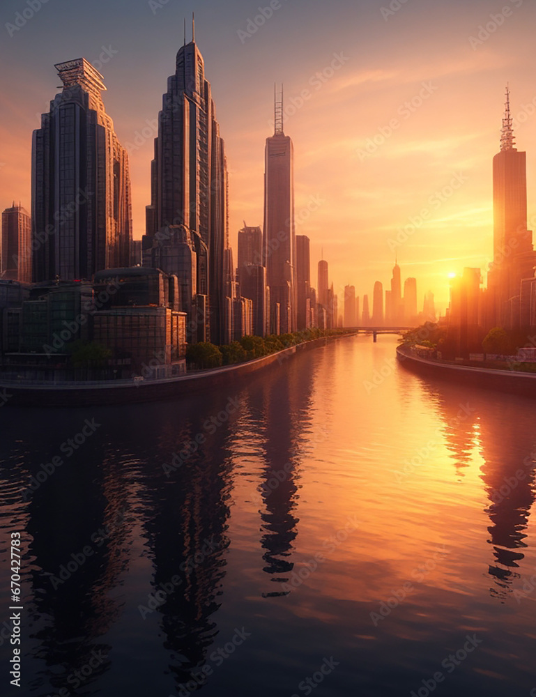 Building City And Sunset Building City And Sunset