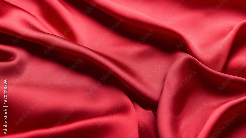 Red Silk Satin with Soft Folds, Silk Satin with Gentle Drapes, Silk Fabric Background, Silk Fabric Soft Folds, Luxury Background, 8K UHD