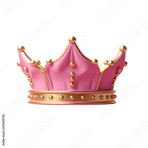 golden, pink crown isolated on transparent background