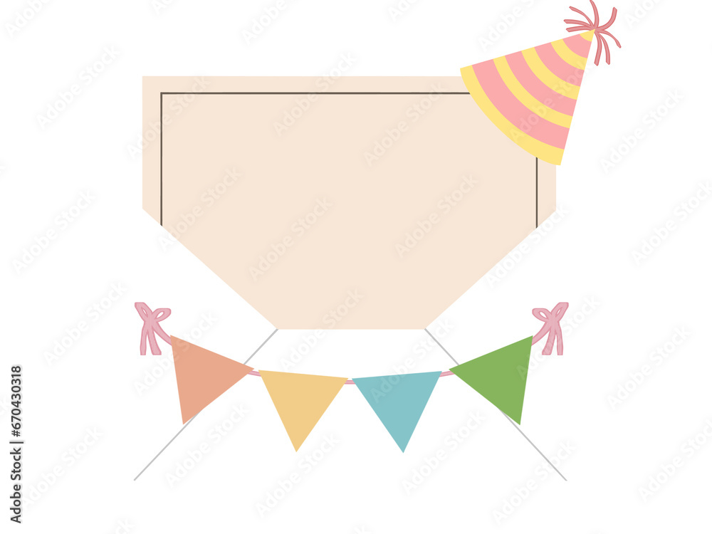 blank happy birthday card theme in white envelope on transparent background