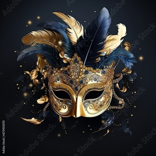illustration of Luxury carnival mask 3d background, Generative ai © rajesh