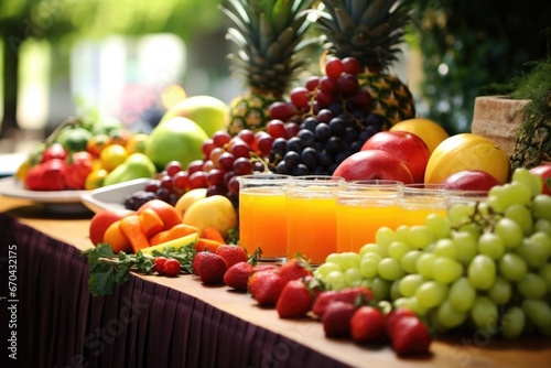 a cornucopia of fresh fruits on the refreshment table