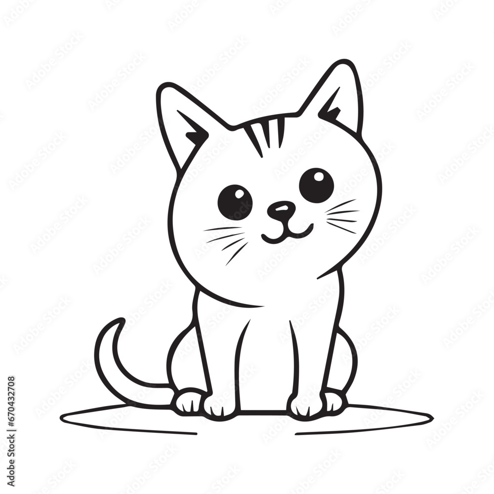 Cute white happy cat smiling, vector illustration Cute white happy cat smiling, vector illustration