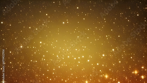 Digital golden particles, with sparkling and shining dots stars on the background, with blured and noise, abstract beautiful wallpaper for desktop, generative ai