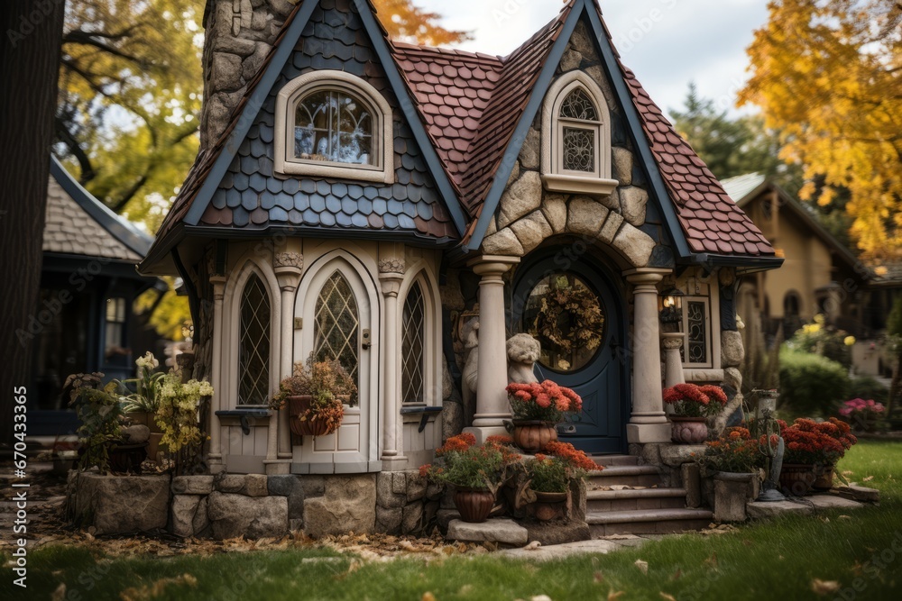 Dog house with a classic Victorian-inspired architecture, Generative AI
