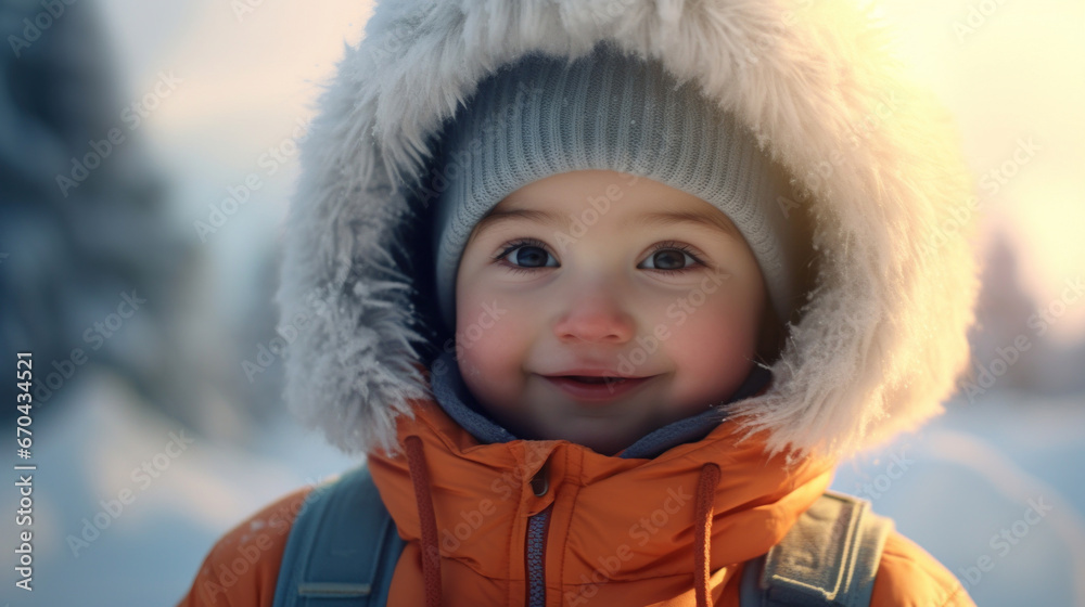 Toddler boy playing in the snow Toddler boy playing in the snow
