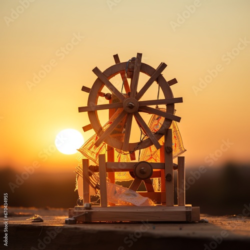 illustration of Picture of a charkha shot during, Generative ai