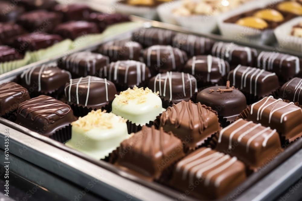 freshly dipped chocolates on setting trays freshly dipped chocolates on setting trays