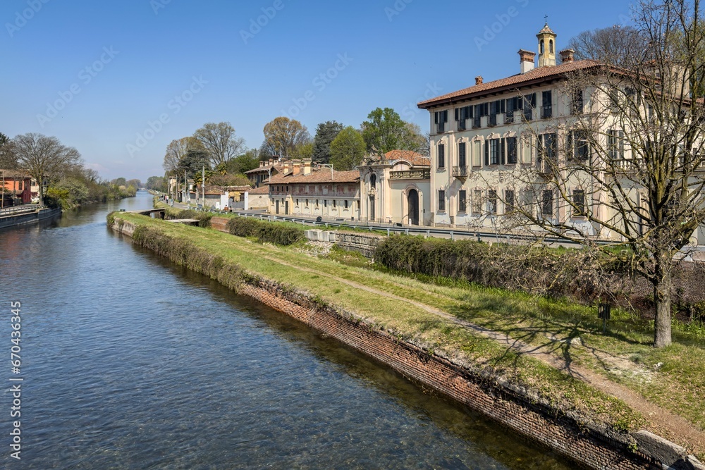 Spectacular view of the Naviglio Grande canal in Lombardy, Italy Spectacular view of the Naviglio Grande canal in Lombardy, Italy