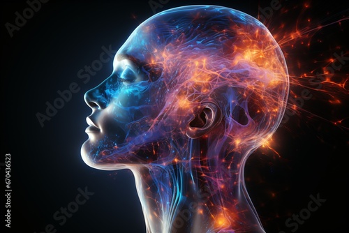 insane headache, visualization of a migraine, painful face