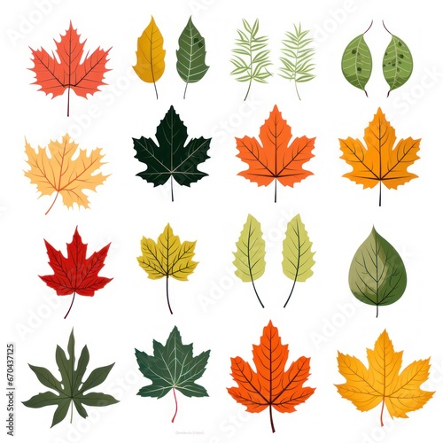Set of colorful autumn leaves. Collection of autumn leaves. illustration