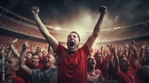 Concept of sport, cup, world, team, event, competition crowd celebrating in stadium