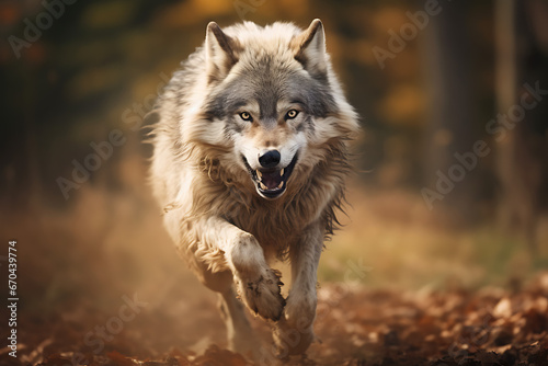 Wolf running at high speed hunting some wild animal. wild wolf  hunting animals