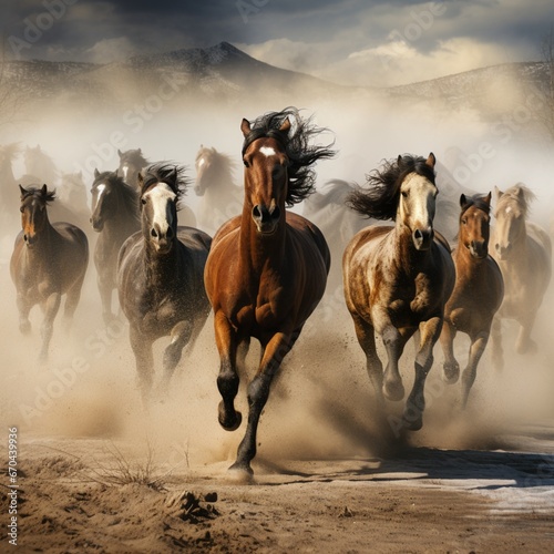 Horse herd run.