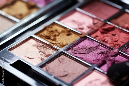 detailed shot of an eyeshadow pan being mechanically sealed into a palette photo