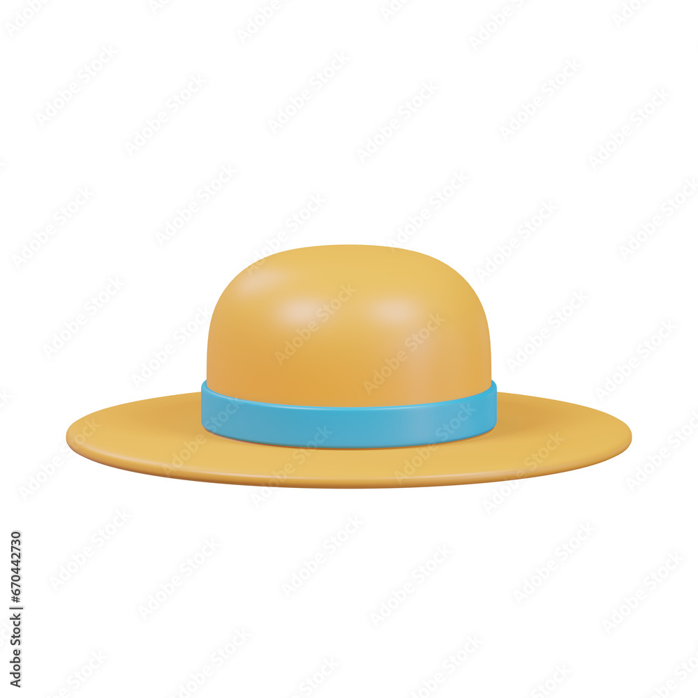 woman hat summer icon 3d render illustration woman hat summer icon 3d render illustration