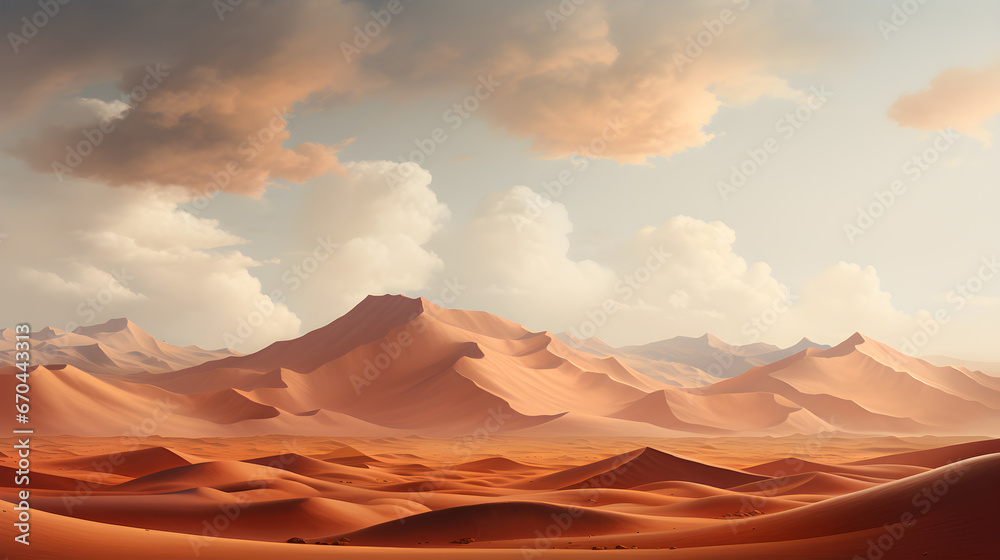 Abstract desert and mountains with a  beautiful view of landscape
