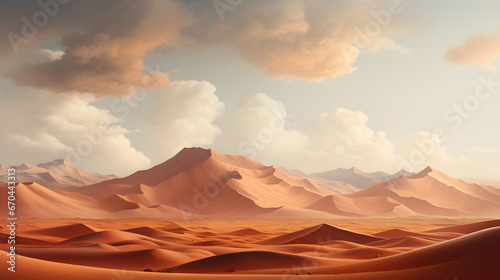 Abstract desert and mountains with a beautiful view of landscape