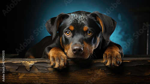 Rottweiler Rapture: Dive into the World of Rottweiler Puppies on Wallpaper - Generative AI