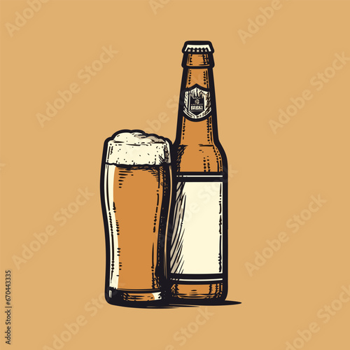 Beer hand-drawn comic illustration. Beer. Vector doodle style cartoon illustration