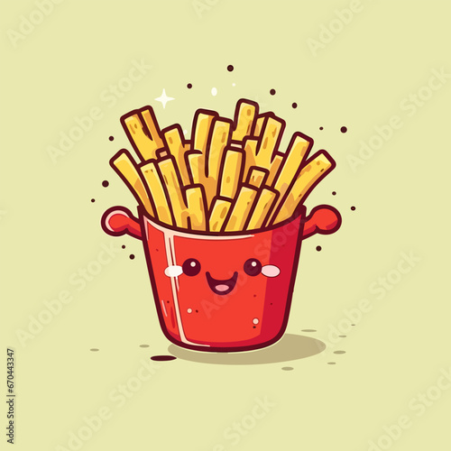 Chips hand-drawn illustration. French fries. Vector doodle style cartoon illustration