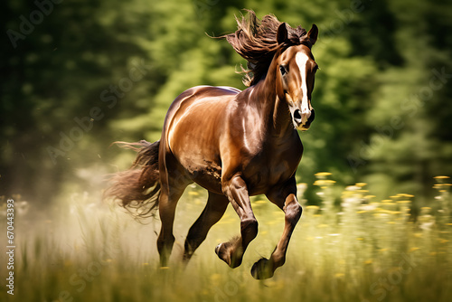 Horse running in the wild preirie, horse, wild horse