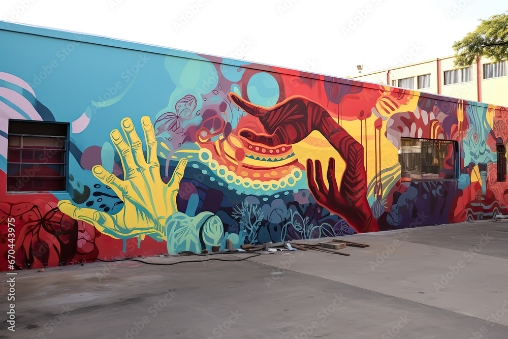 Naklejka premium Paint murals for local change. social responsability concept