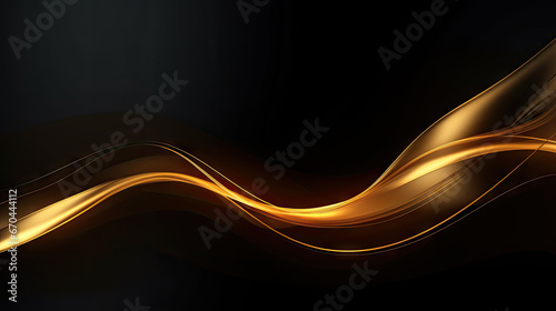 Gold glow of wavy lines, abstract waves background.